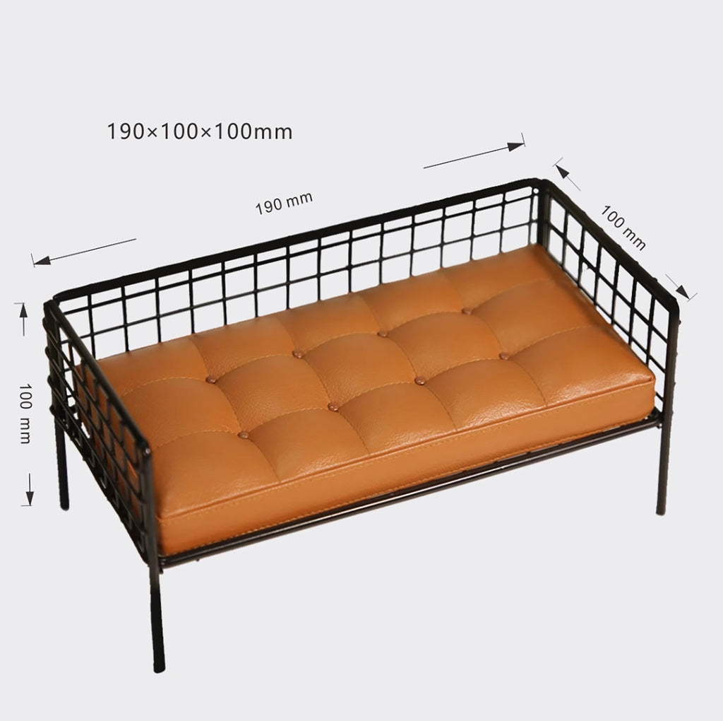 1:6 Scale Dollhouse French Style Sofa, Armchair & Coffee Table Miniature Metal Leather Modern Doll Furniture Available in white colour