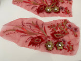 Craftuneed Bundle 2pcs Red & Gold beads floral lace applique Dance Costume sew on sequins lace motif patch