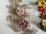Craftuneed Bundle 3pcs Embroidered flower lace applique sew on cotton threads floral lace motif patch