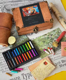 1:6 Scale Miniature Oil Pastel Set in Wooden Box Dollhouse Art Supplies, Tiny Crayons, Mini Painting Props Decor for Dolls