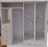 1:6 Scale Miniature Wardrobe Closet with Full-Length Mirror | Flat Pack Dollhouse Furniture