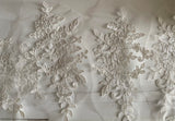 Craftuneed Bundle 6pcs Bridal Ivory Floral Lace Applique Sew On Embroidered Tulle Lace Motif Patch