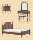 1:6 Scale Dollhouse Bedroom Furniture Miniature Wooden Bed Frame Mattress Bedside Cabinet Dressing Table with Mirror For Dolls Handmade Craftuneed