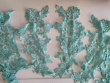 Craftuneed bundle 6pcs green blue sew on lace applique dress sewing floral lace motif patch
