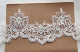10 Yards Ivory Beaded Sequin Lace Trim - Embroidered Floral Tulle Lace for Bridal Sewing DIY Craft