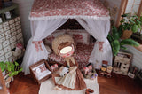Craftuneed 1:6 miniature dollhouse Four Poster Bed Victorian Style Doll Wood Canopy Bed Furniture