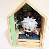 Craftuneed 1:12 Scale Dollhouse Miniature Wooden Bookshelf & Sofa Scene Handmade Mini Book Nook Furniture with 260books