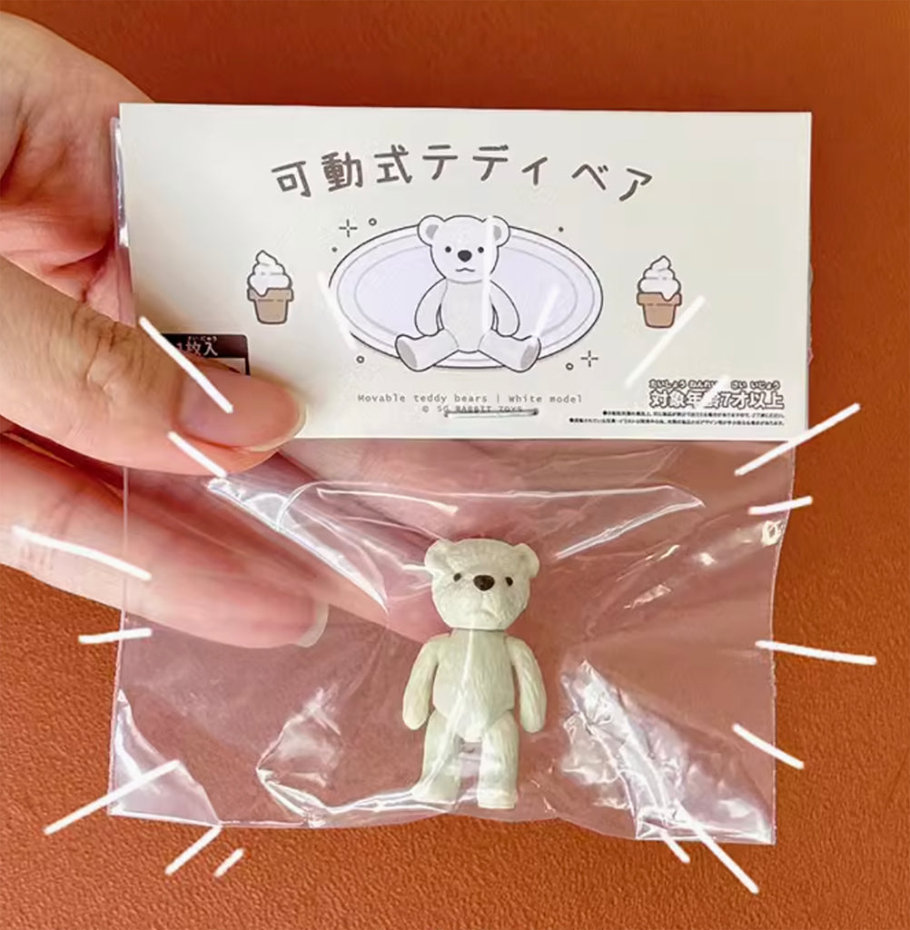 Craftuneed 1:6 Scale Mini Poseable Teddy Bear Miniature Dollhouse Jointed Bear Toy for Doll Display or Decoration Multiple Colours Available