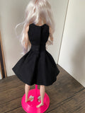 Craftuneed 1:6 miniature doll black evening dress mini dollhouse V-Neck ball gown dress Handmade