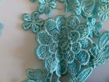 Craftuneed bundle 6pcs green blue sew on lace applique dress sewing floral lace motif patch