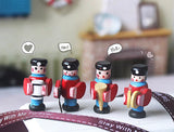 Craftuneed 1:12 Scale Miniature Wooden Toy Soldiers Set of 4 Hand-Painted Dollhouse Figurines Decor Handmade