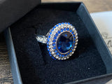 Craftuneed 925 silver plated navy blue zircon fine ring women jewellery gift