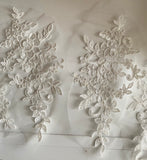 Craftuneed Bundle 6pcs Bridal Ivory Floral Lace Applique Sew On Embroidered Tulle Lace Motif Patch