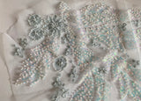 Craftuneed Bundle 2Pcs Luxury Pastel Grey Blue Sequin Lace Applique Beaded Floral Embroidered Patch for Dressmaking, Bridal, Dancewear