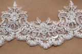 10 Yards Ivory Beaded Sequin Lace Trim - Embroidered Floral Tulle Lace for Bridal Sewing DIY Craft