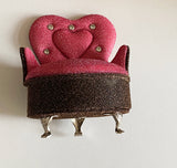 Craftuneed 1:6 Scale Doll Sofa Chair Silver Grey Glitter Heart Shaped Jewellery Box Organizer with Mirror