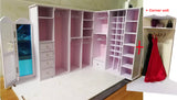 1:6 Scale Miniature Wardrobe Closet with Full-Length Mirror | Flat Pack Dollhouse Furniture