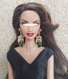 Craftuneed 1:6 Scale Miniature Doll Glamorous Drop Earrings Handmade Luxury dollhouse jewellery faux diamonds Earrings Accessories