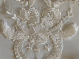 Craftuneed Bundle 5pcs ivory floral cotton lace applique sew on bridal wedding embroidered bolero lace motif patch