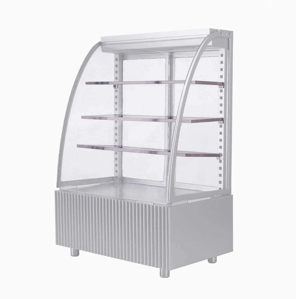 Craftuneed 1:6 Scale Miniature Cafe Bakery Display Cabinet with light Dollhouse Kitchen Cake Showcase Counter Furniture for Fashion Dolls
