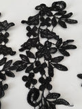 Craftuneed Bundle 6pcs black sew on lace applique embroidered floral lace motif patch