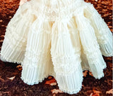 Craftuneed 1:6 Miniature Doll Vintage Style Ivory Layered Ruffled Gown Dress with Satin Waistband Handmade