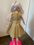 Craftuneed 1:6 miniature doll evening dress mini dollhouse V-Neck ball gown dress in Champagne Handmade
