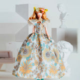 Craftuneed 1:6 Miniature Doll Dress Victorian Princess Floral Gown with Sunflower Print Elegant Handmade Outfit For Collectible Dolls