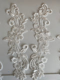 Bundle 6pcs ivory sew on lace applique embroidered floral tulle lace motif patch