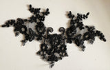 Craftuneed Bundle 4pcs black tulle lace applique sew on embroidered floral lace motif patch