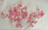 Bundle 5pcs Pink shades Sequin Floral Lace Applique: Sew-On Tulle Motif Patch (28cm x 14cm)