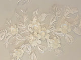 Craftuneed A Mirror Pair off white colour 3d floral lace applique sew on embroidered sequins lace motif patch
