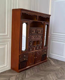 Craftuneed 1:12 Scale Miniature Dollhouse Wooden Wardrobe Cabinet with Drawers Baskets Mirror Victorian Style Doll Storage Furniture