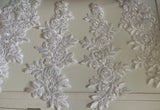 Bundle 6pcs white floral lace applique sew on embroidered tulle lace motif patch