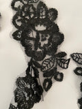Craftuneed Bundle 5pcs black sew on lace applique embroidered floral tulle lace motif patch
