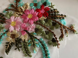 Bundle 3pcs Colourful Embroidered Floral Lace Applique Patches 3D Cotton Threads Flower Lace Motif