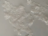 Craftuneed Bundle 11pcs ivory floral lace applique sew on embroidered tulle lace motif patch