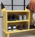Craftuneed 1:12 Scale Dollhouse Shoe Rack & Bench Miniature Wooden Cute Yellow Entryway Shelf for Dolls