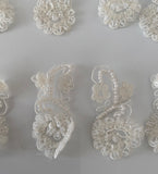 Craftuneed Bundle 12pcs ivory beaded lace applique sew on floral sequins lace motif patch