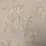 Craftuneed Bundle 6pcs ivory embroidered lace applique sew on bridal floral tulle lace motif patch