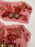 Craftuneed Bundle 2pcs Red & Gold beads floral lace applique Dance Costume sew on sequins lace motif patch