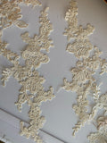 Champagne Cream Ivory lace applique Bundle 7pcs sew on embroidered floral motif patch