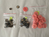 Job lot 62pcs pink dark grey gold circle sew on button plastic round button