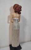 Craftuneed 1:6 miniature doll rhinestone long dress dollhouse luxury evening maxi dress Handmade