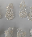 Craftuneed Bundle 12pcs ivory beaded lace applique sew on floral sequins lace motif patch