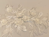 Craftuneed A Mirror Pair off white colour 3d floral lace applique sew on embroidered sequins lace motif patch