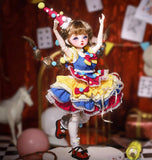 Craftuneed 1:6 Scale Circus Princess BJD Doll Dorina Clown Girl with Hand-Painted Face Makeup Colourful Costume Collectible