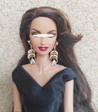 Craftuneed 1:6 Scale Miniature Doll Glamorous Drop Earrings Handmade Luxury dollhouse jewellery faux diamonds Earrings Accessories