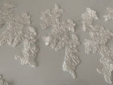 Craftuneed Bundle 11pcs ivory floral lace applique sew on embroidered tulle lace motif patch