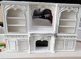 Craftuneed 1:12 Scale Miniature Dollhouse Victorian Style Fireplace Display Cabinet with Shelves & Mirror Doll Storage Furniture